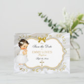 Baby Girl Baptisme Save Date White Cross Save The Date (Staand voorkant)