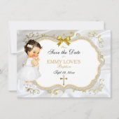 Baby Girl Baptisme Save Date White Cross Save The Date (Voorkant)