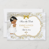 Baby Girl Baptisme Save Date White Cross Save The Date (Voorkant)
