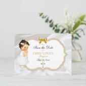 Baby Girl Baptisme Save Date White Cross Save The Date (Staand voorkant)
