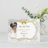 Baby Girl Baptisme Save Date White Cross Save The Date (Staand voorkant)