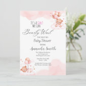 Baby Girl Barly Wait Baby shower Invitation Kaart (Staand voorkant)