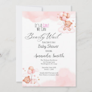 Baby Girl Barly Wait Baby shower Invitation Kaart