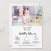 Baby Girl Bautizo Invitacion Schattige Moderne doo Kaart (Voorkant)