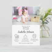 Baby Girl Bautizo Invitacion Schattige Moderne doo Kaart (Staand voorkant)