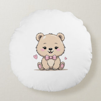 baby girl bear round pillow rond kussen