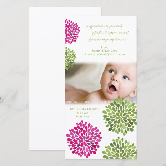 Baby Girl Bedankt dat je de kaartjes hebt aangekon (Voorkant / Achterkant)