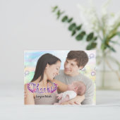 Baby Girl Bedankt Foto Briefkaart (Staand voorkant)