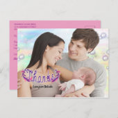 Baby Girl Bedankt Foto Briefkaart (Voorkant / Achterkant)