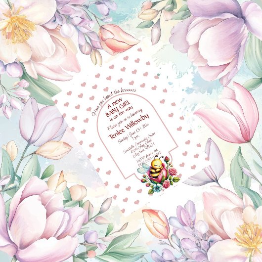 Baby Girl Bee Sleeping In a Rose Kaart