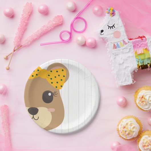 Baby Girl Beer Green & Gold Baby shower Papieren Bordje (Feest)