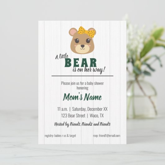 Baby Girl Beer Groene & Gouden Baby Shower Kaart (Staand voorkant)