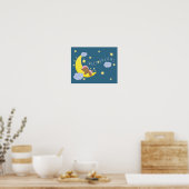 Baby Girl Beer Moon Celestial Stars Nursery Print (Keuken)