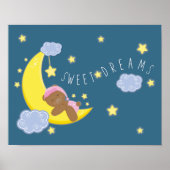 Baby Girl Beer Moon Celestial Stars Nursery Print (Voorkant)