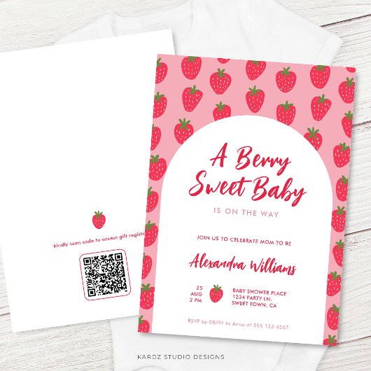 Baby Girl Berry Sweet Baby shower Invitation Kaart