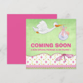 Baby Girl Bird Delivery Pregnancy Announge Aankondiging (Voorkant / Achterkant)