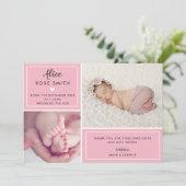 Baby Girl Birth Aankondiging Multi Photo (Staand voorkant)
