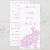Baby Girl Birth Announcement Bladwijzer Keepsakes (Voorkant / Achterkant)