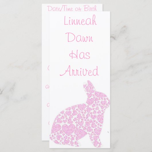 Baby Girl Birth Announcement Bladwijzer Keepsakes (Voorkant / Achterkant)