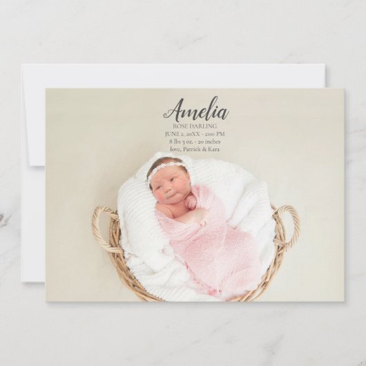 Baby Girl Birth Announcement Briefkaart (Voorkant)
