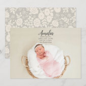Baby Girl Birth Announcement Briefkaart (Voorkant / Achterkant)