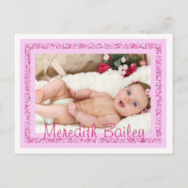 Baby Girl Birth Announcement Briefkaart