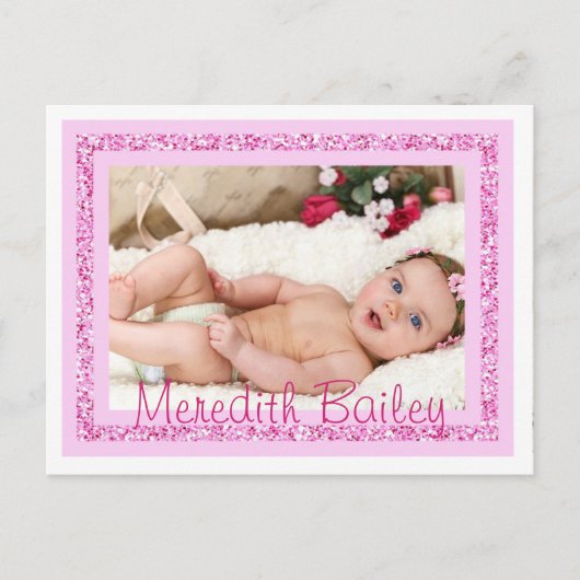 Baby Girl Birth Announcement Briefkaart (Voorkant)