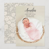 Baby Girl Birth Announcement Briefkaart (Voorkant / Achterkant)