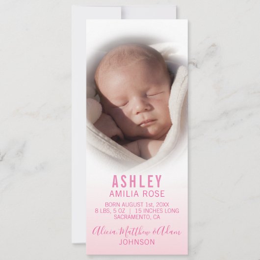 Baby Girl Birth Announcement gedicht | FOTO Aankondiging (Voorkant)