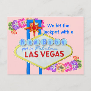 Baby Girl Birth Announcement Las Vegas Aankondigingskaart