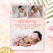 Baby Girl Birth Announcement Photo Collage Card Aankondiging