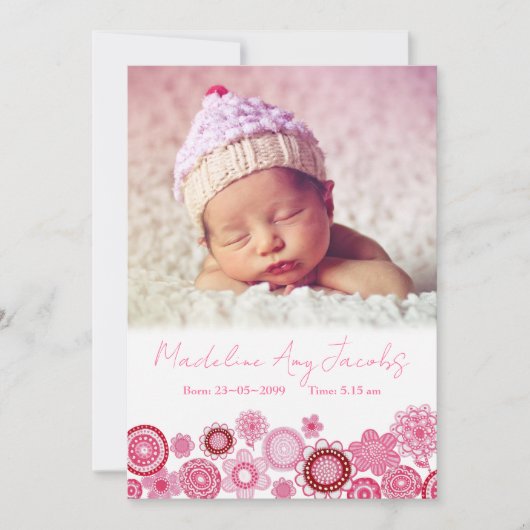 Baby Girl Birth Announcement Photo Digital Image Aankondiging (Voorkant)