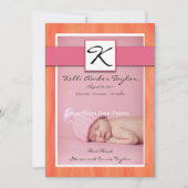 Baby Girl Birth Announcement Roze Sinaasappel Aankondiging (Voorkant)