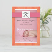 Baby Girl Birth Announcement Roze Sinaasappel Aankondiging (Staand voorkant)