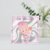 Baby Girl Birth kondiging Aankondiging (Staand voorkant)