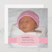 Baby Girl Birth kondiging Aankondiging (Voorkant / Achterkant)