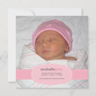 Baby Girl Birth kondiging Aankondiging