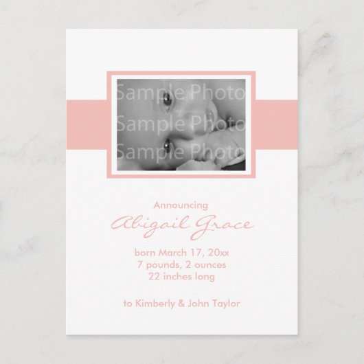 Baby Girl Birth kondiging Aankondigingskaart (Voorkant)