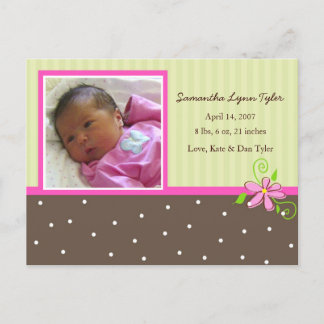 Baby Girl Birth kondiging Aankondigingskaart
