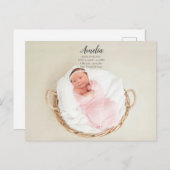 Baby Girl Birth kondiging Briefkaart (Voorkant / Achterkant)