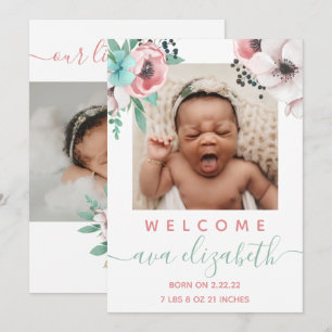 Baby Girl Birth kondiging Kaart