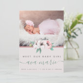 Baby Girl Birth kondiging Kaart (Staand voorkant)