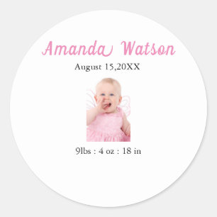 Baby Girl Birth kondiging Ronde Sticker
