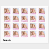 Baby Girl Birth kondiging Vierkante Sticker (Vel)