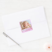Baby Girl Birth kondiging Vierkante Sticker (Envelop)