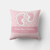 Baby Girl Birth Notice Name Date Polka Dot Kussen (Achterkant)