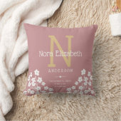 Baby Girl Birth Stats Flowers Monogram Nursery Kussen (Deken)