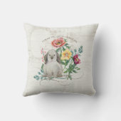 Baby Girl Birth Stats Name Nursery Floral Rabbit Kussen (Achterkant)