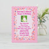 Baby Girl Birthday Invitation Kaart (Staand voorkant)