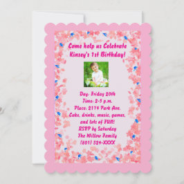 Baby Girl Birthday Invitation Kaart